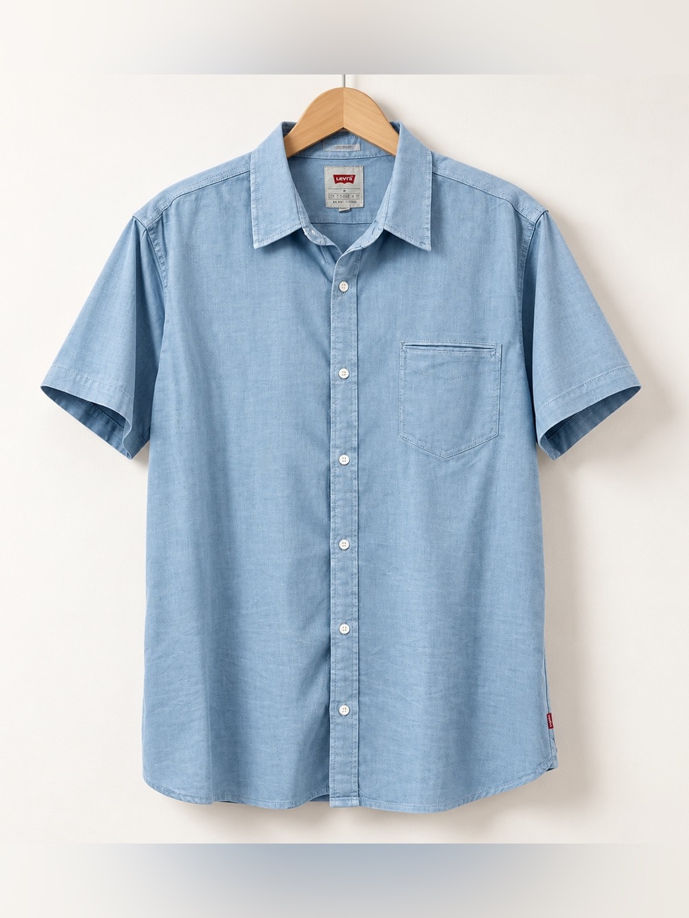 Levi’s Light Blue Stretch Short Sleeve Shirt | Men’s XL